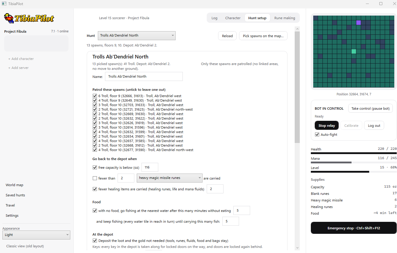Hunt setup on one page