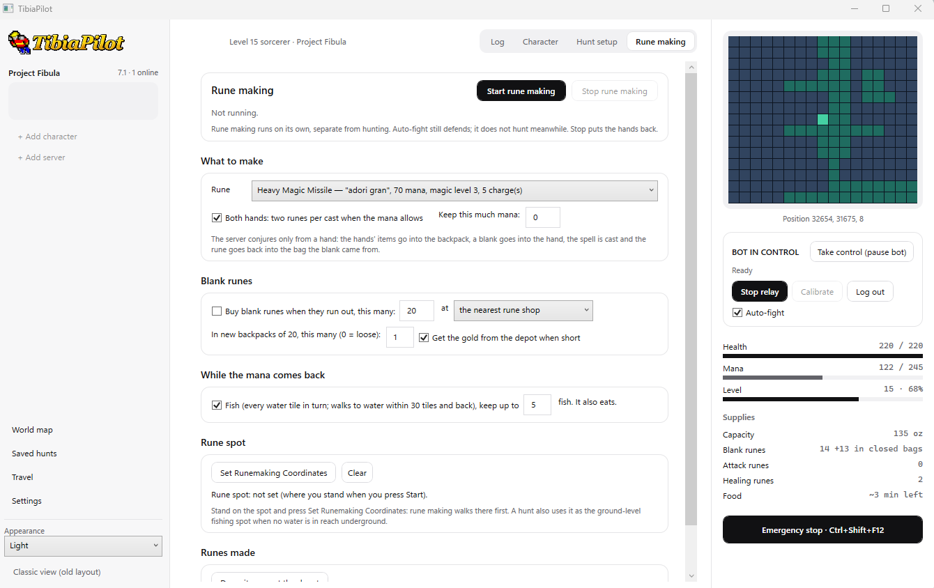 Rune making settings
